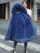 Parka mi longue doublée à capuche fausse fourrure