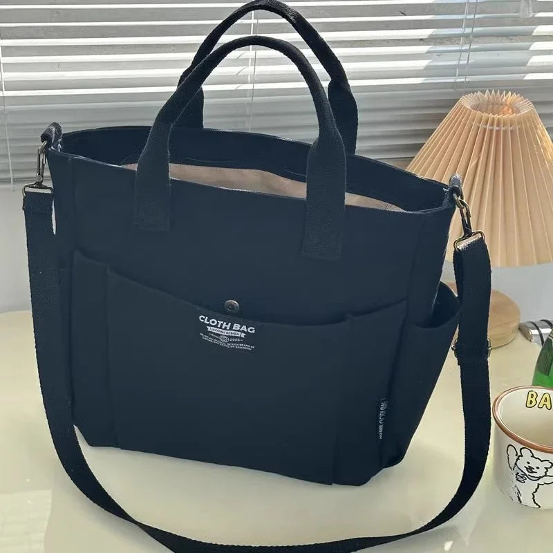 Bolso Tote de Lona Gran Capacidad – Múltiples Bolsillos Prácticos