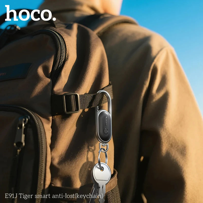 Traceur Anti-Perte HOCO E91J avec Mousqueton – Mini Localisateur Métallique pour Clés, Bagages et Véhicules