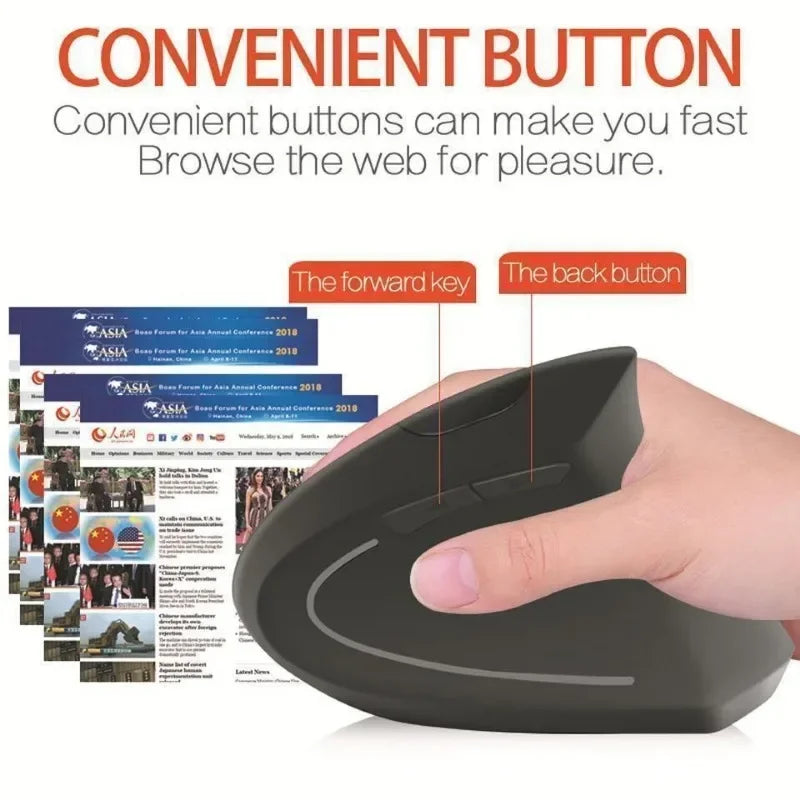 Souris Verticale Sans Fil Ergonomique Anit-douleurs — Confort optimal & Prise en Main Naturelle