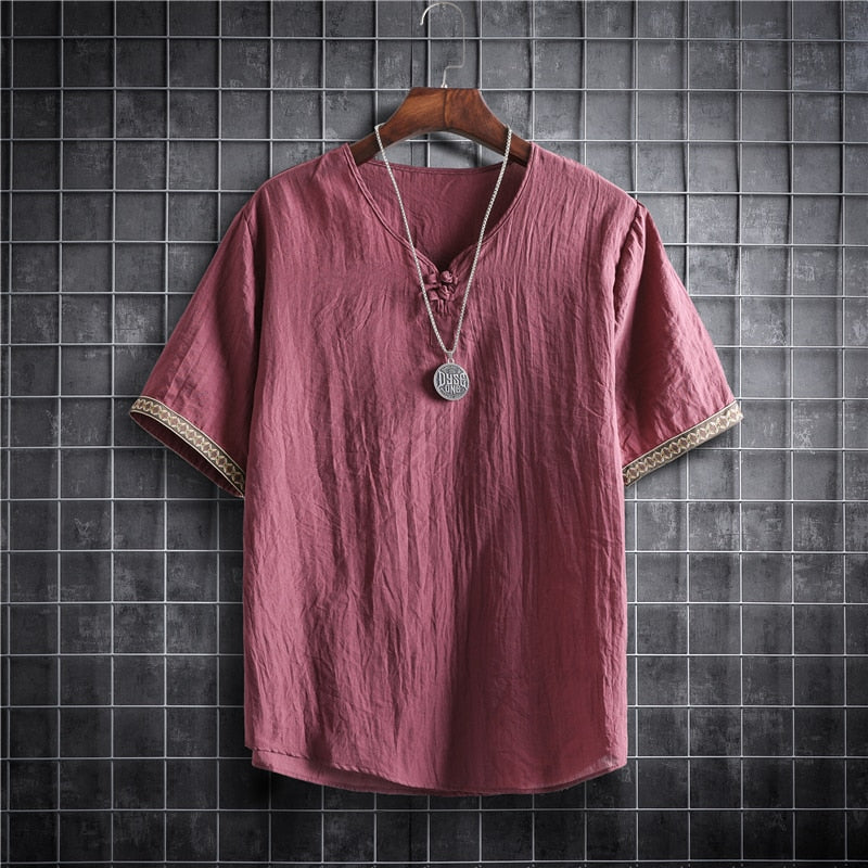 Camiseta coreana de lino - Ligera y transpirable