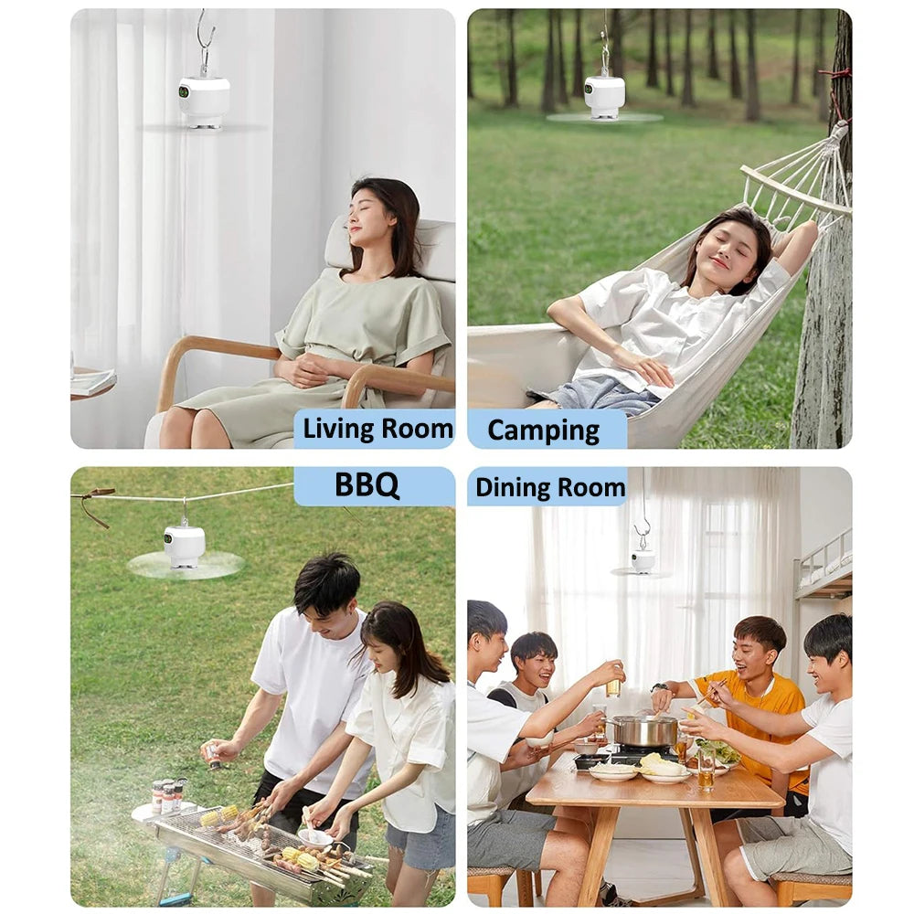 Ventilateur de Plafond Portable - Lumière LED Intégrée et Télécommande