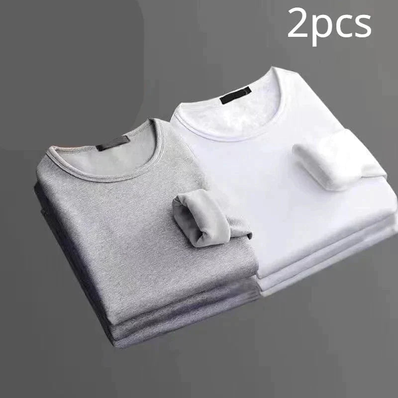 Lote de 2 camisetas térmicas de manga larga con forro polar - Hombre