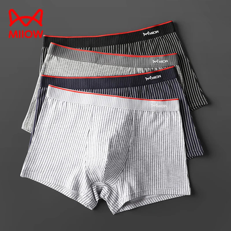 Lot de 4 Boxers Rayés en Coton Biologique