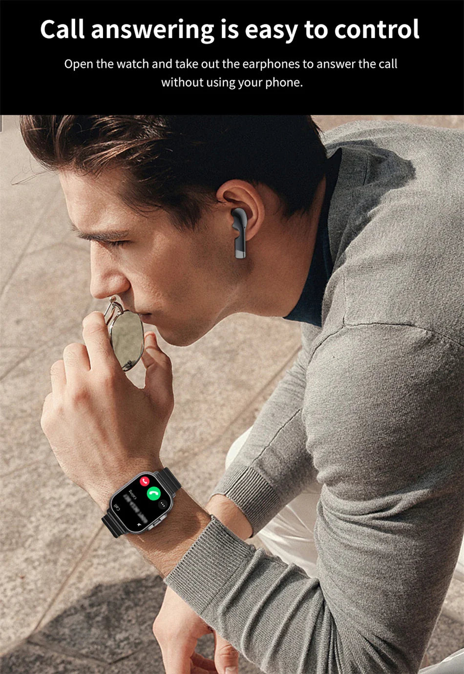 Montre intelligente connectée 2 en 1 avec écouteurs + Bracelet OFFERT