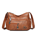 Sac à bandoulière en cuir PU souple - Multipoche