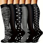 Lot de 6 Paires de Chaussettes de Compression à Motifs