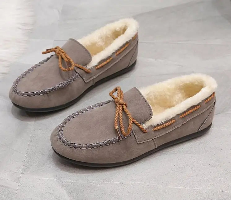 Mocasines de invierno para mujer con forro polar interior