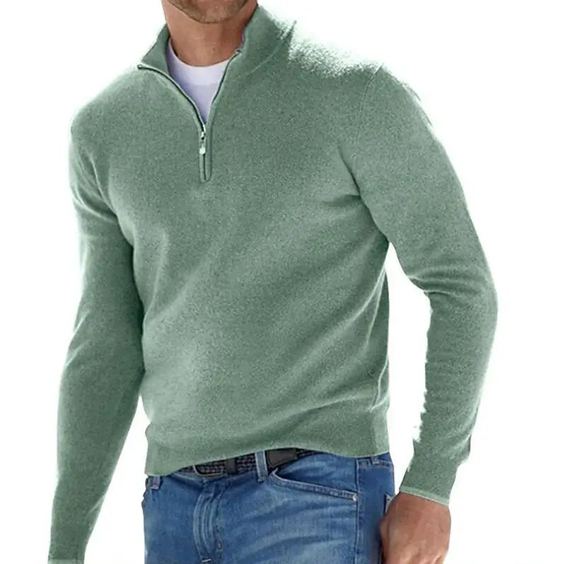 Jersey informal con cuello chimenea y cremallera