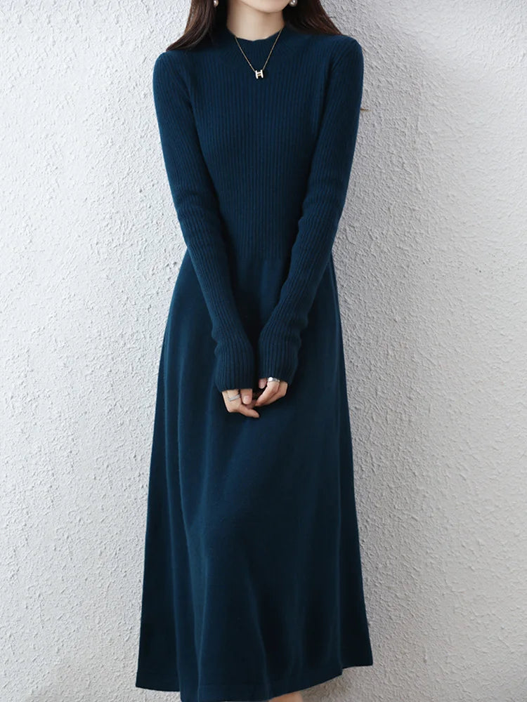 Vestido largo de 100% Lana merino