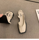 Sandales à talon et bout carré - Cuir PU