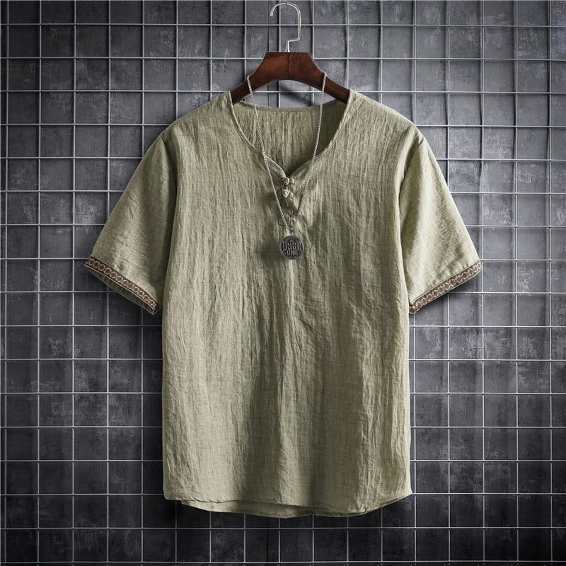 Camiseta coreana de lino - Ligera y transpirable