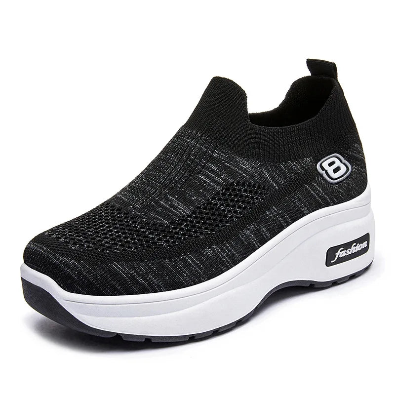 Zapatos de caminar con cuña sin cordones Confort+