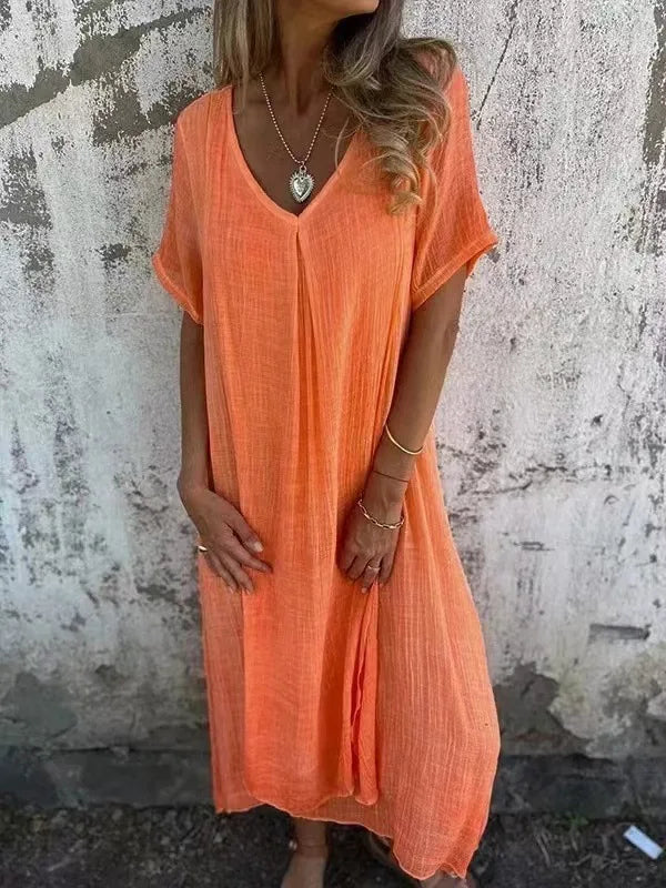 Robe Vintage d'Été en Lin & Coton Fluide et Légère