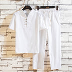 Cotton and linen shirt and trousers set