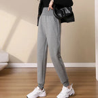 Jogging Slim à Large Taille Haute et Doublure Polaire