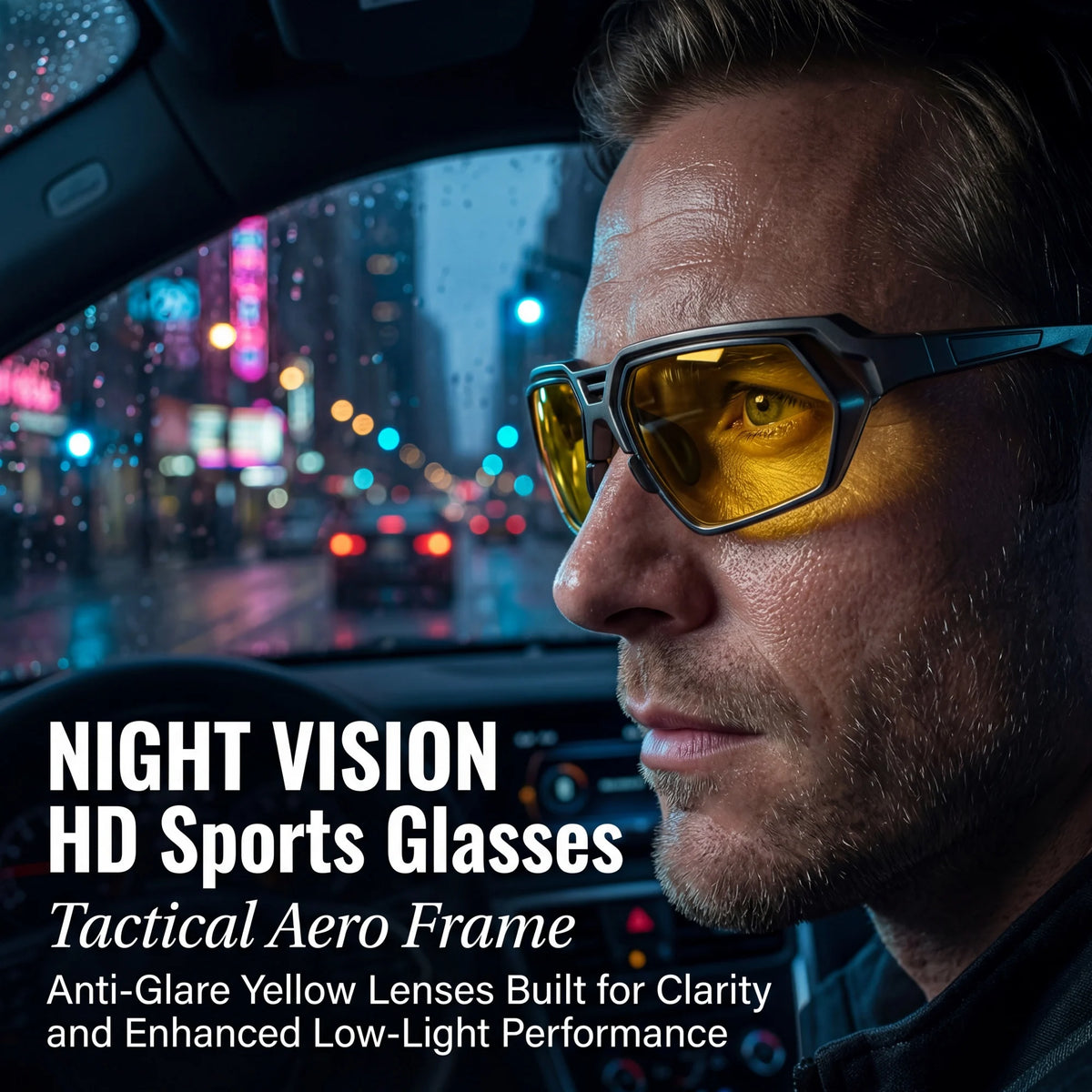Lunettes de Conduite de Nuit Polarisées Anti-Éblouissement – Protection UV400, Branches Antidérapantes + Étui OFFERT
