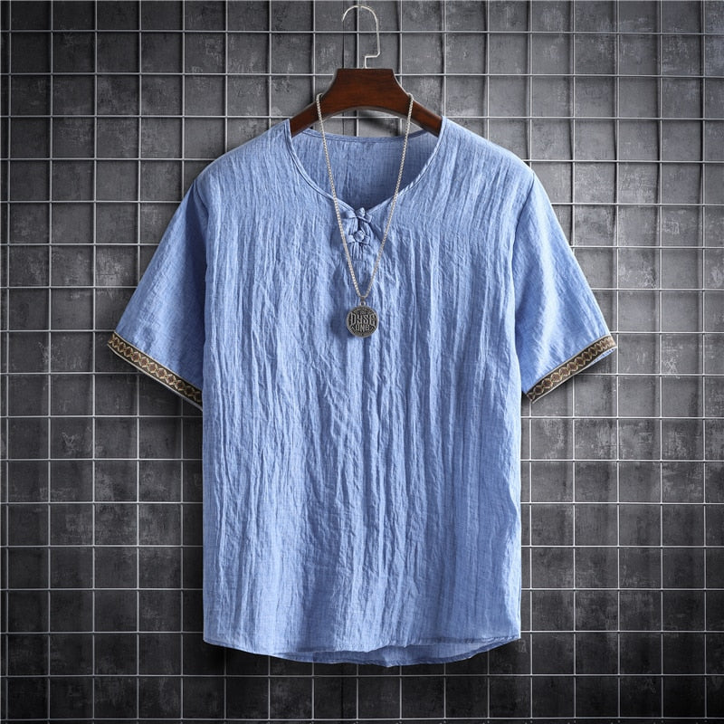 Camiseta coreana de lino - Ligera y transpirable