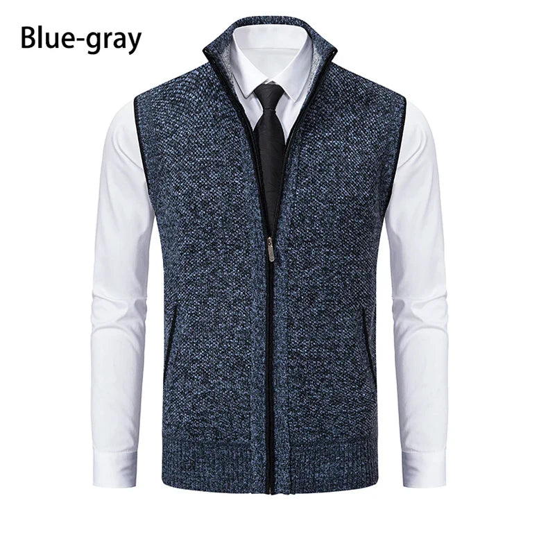 Gilet sans manches à maille col cheminé Homme