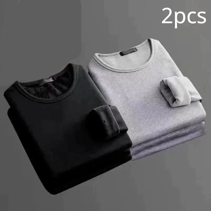 Lote de 2 camisetas térmicas de manga larga con forro polar - Hombre
