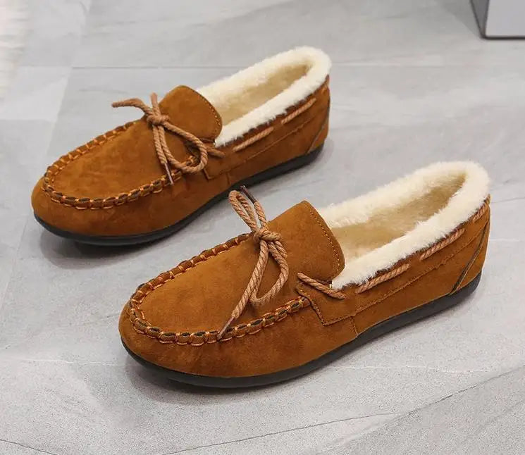 Mocasines de invierno para mujer con forro polar interior