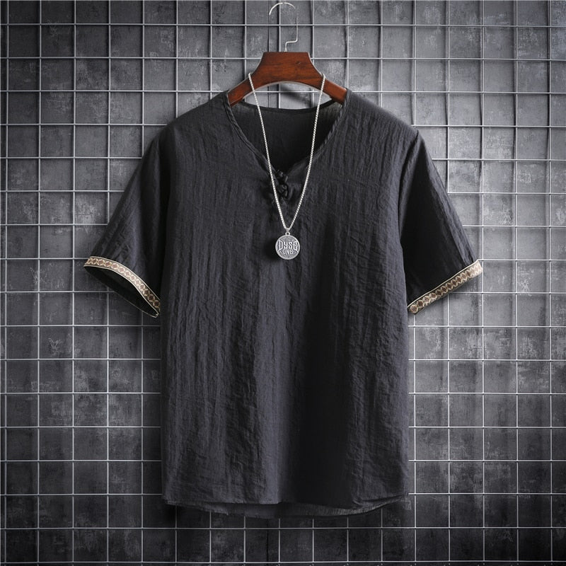 Camiseta coreana de lino - Ligera y transpirable