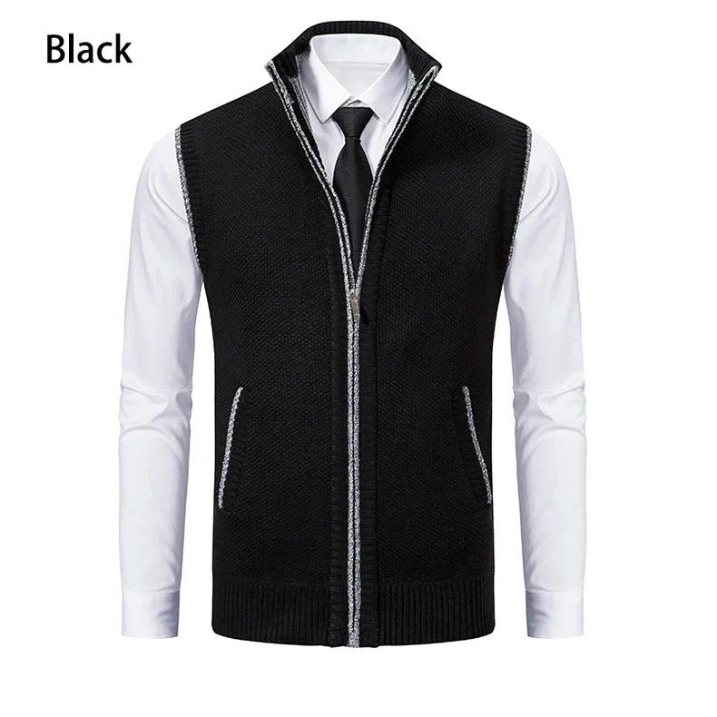 Gilet sans manches à maille col cheminé Homme