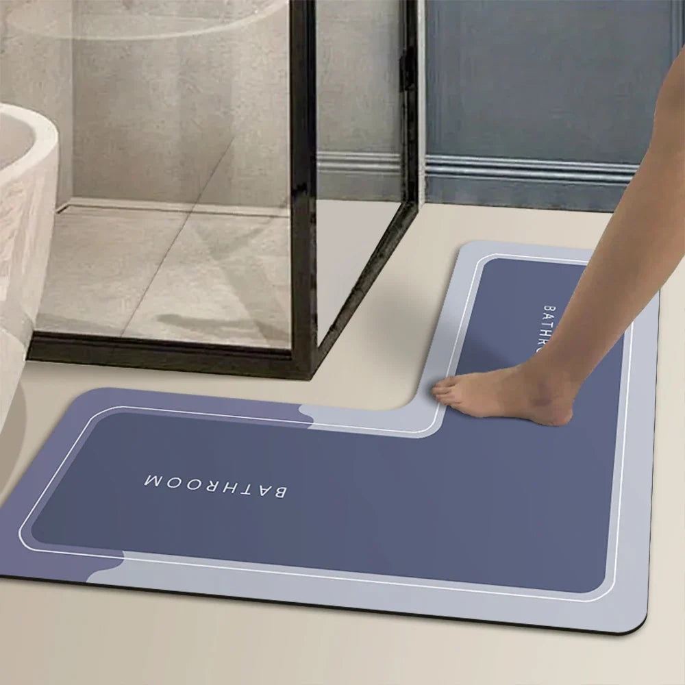 Alfombrilla de baño absorbente y antideslizante en forma de L