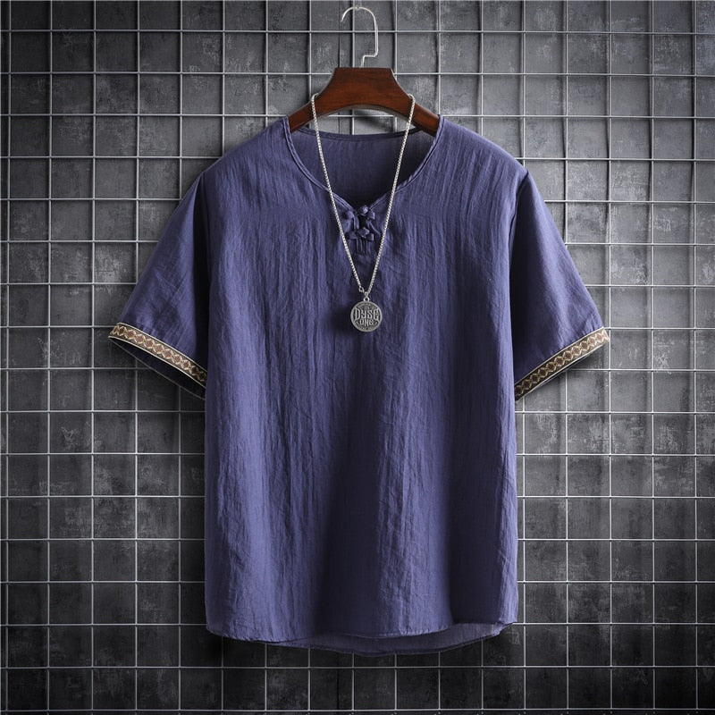 Camiseta coreana de lino - Ligera y transpirable