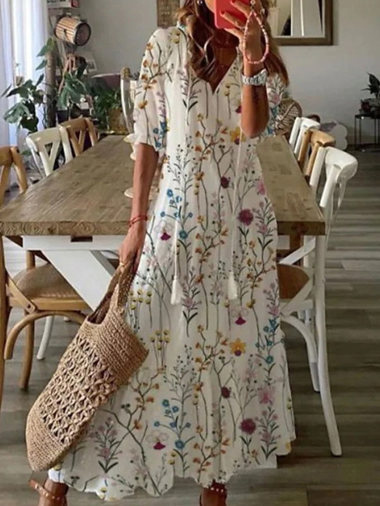 Vestido Largo de Verano Estampado Floral
