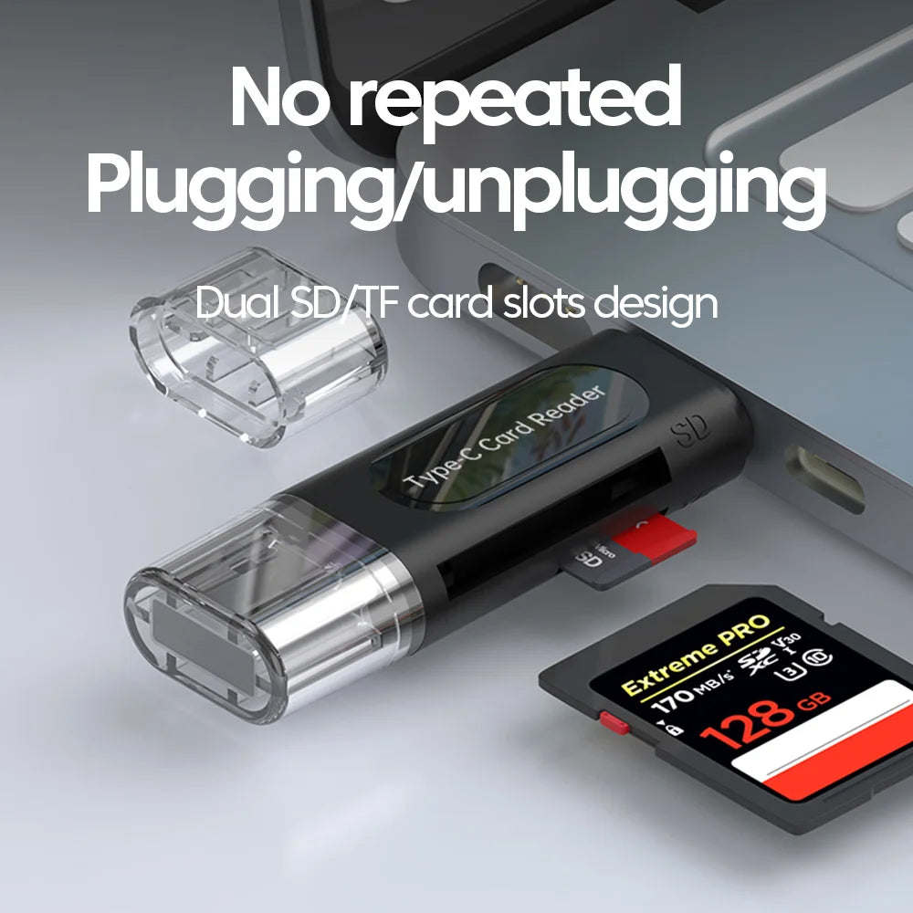 Lecteur de Carte 4 en 1 – USB & Type-C + 1 OFFERT
