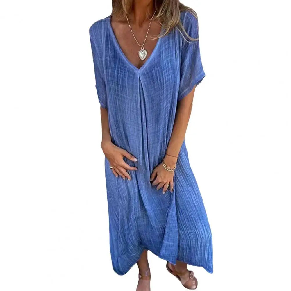 Vestido de verano vintage de lino y algodón, fluido y ligero