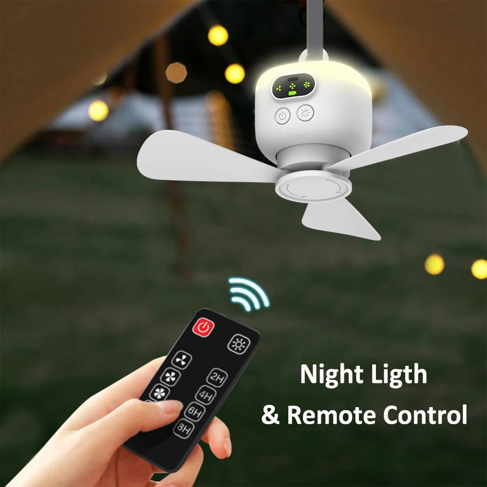 Ventilateur de Plafond Portable - Lumière LED Intégrée et Télécommande