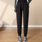 Jogging Slim à Large Taille Haute et Doublure Polaire