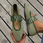 Ballerines Femme en Maille Tricotée – Bout Pointu, Bride Élastique à Motif – Chaussures Plates Élégantes & Confortables