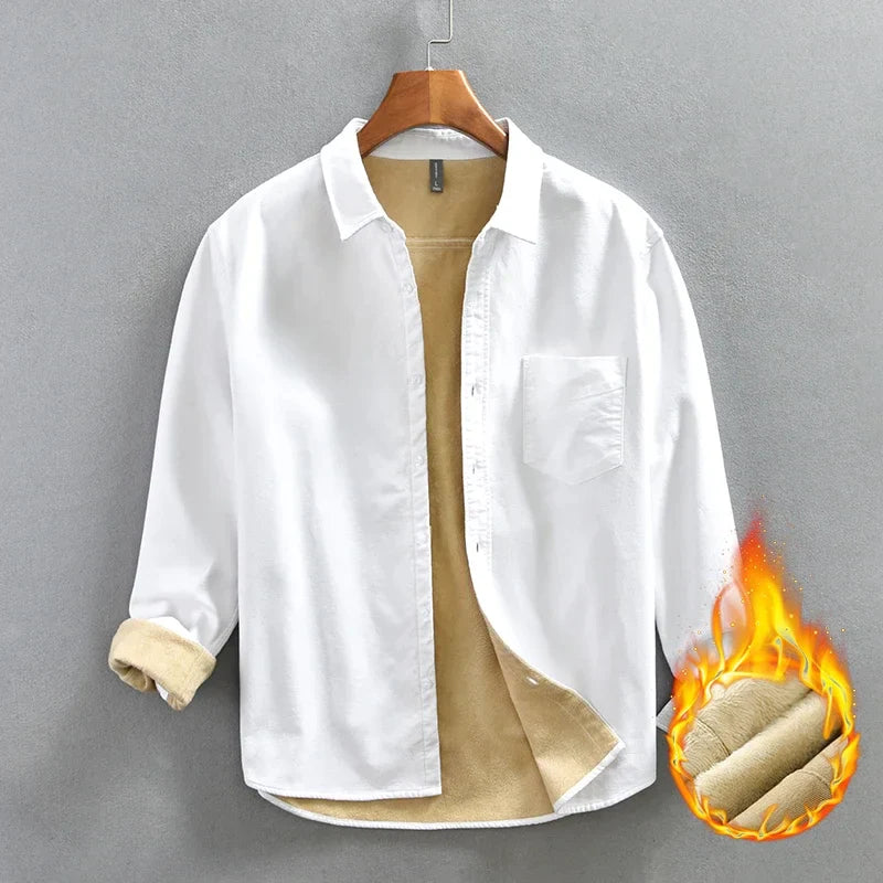 Camisa polar de manga larga para hombre - 100% algodón