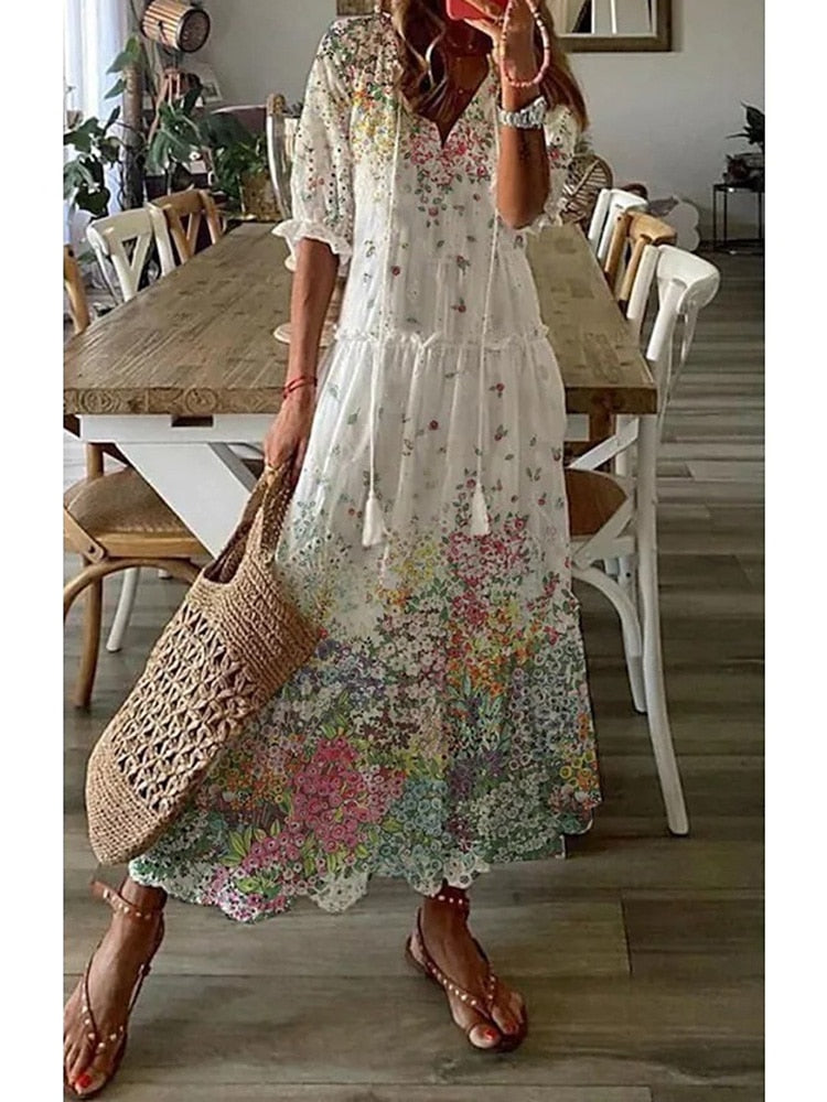 Vestido Largo de Verano Estampado Floral