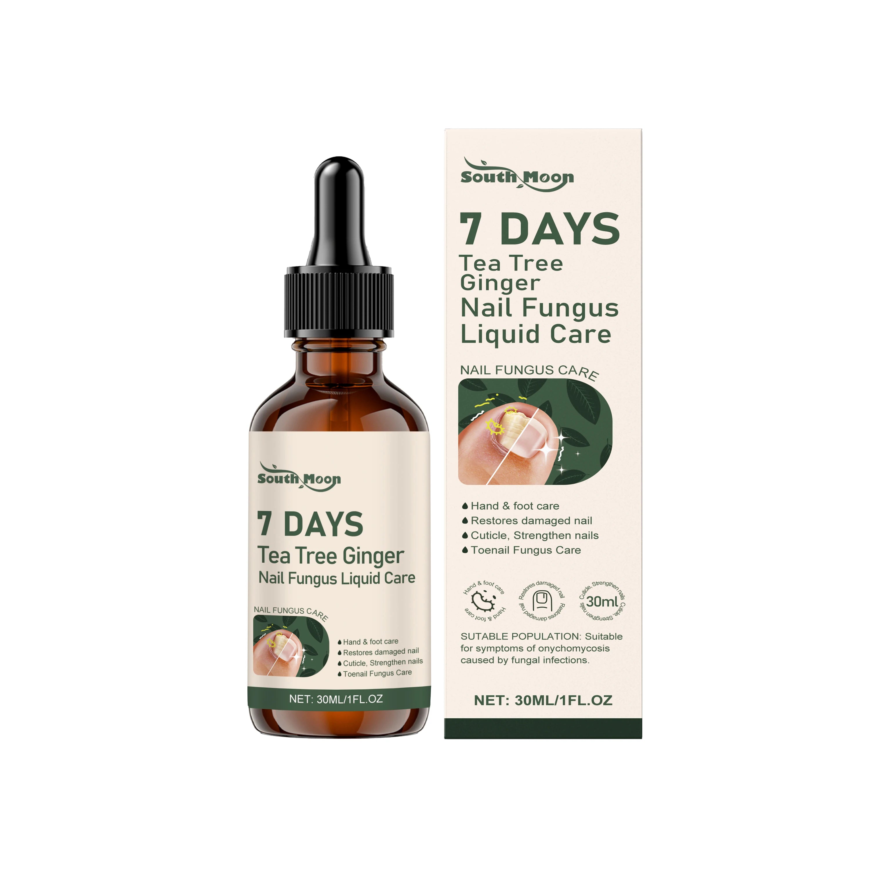 Soin des Ongles au Gingembre & Arbre à Thé Pour Ongles Jaunis, Décolorés ou Épaissis - Traitement Express 7 Jours - 1 acheté = 1 offert