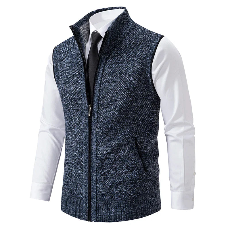 Gilet sans manches à maille col cheminé Homme