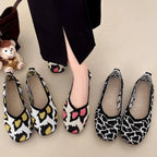 Ballerines Femme en Maille Légère à Bout Carré & Motifs – Semelles Souples