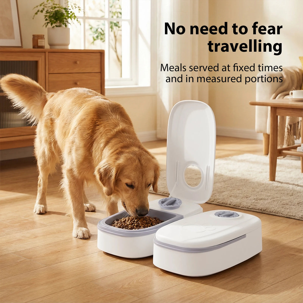 Distributeur Automatique de Nourriture Chat & Chien – Minuterie 48H, 2 Gamelles de 350ML