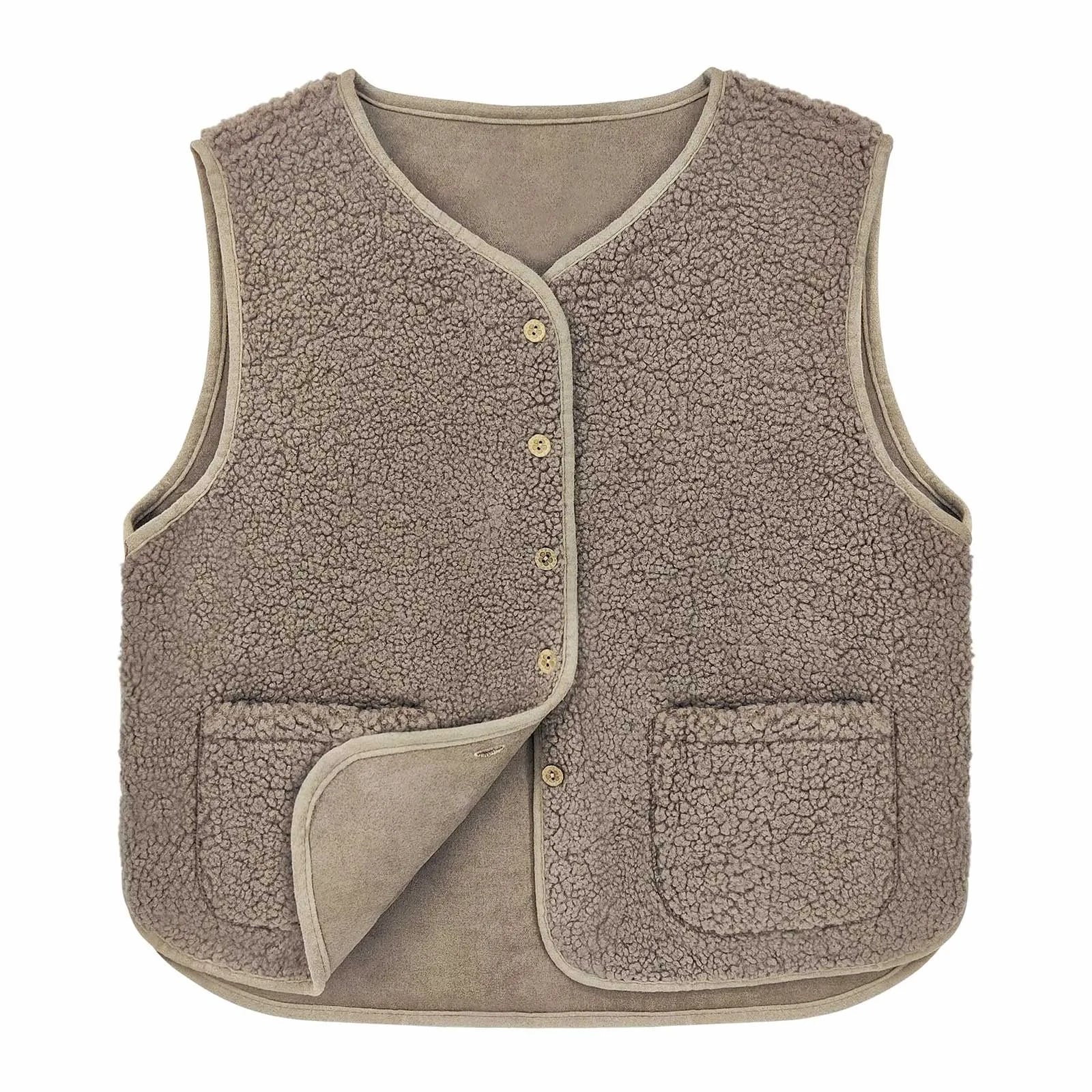 Chaleco polar Teddy sin mangas para mujer