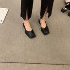 Sandales à talon et bout carré - Cuir PU
