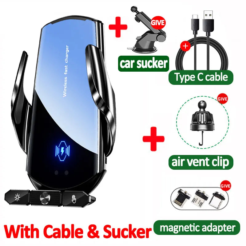 Station de recharge Rapide sans-fil pour smartphone en voiture - Double support rotatif 360°