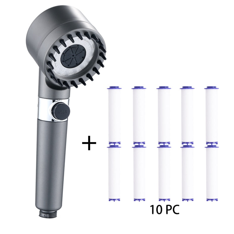 Pommeau de douche haute pression 3 modes - Système filtrant + 10 filtres OFFERTS