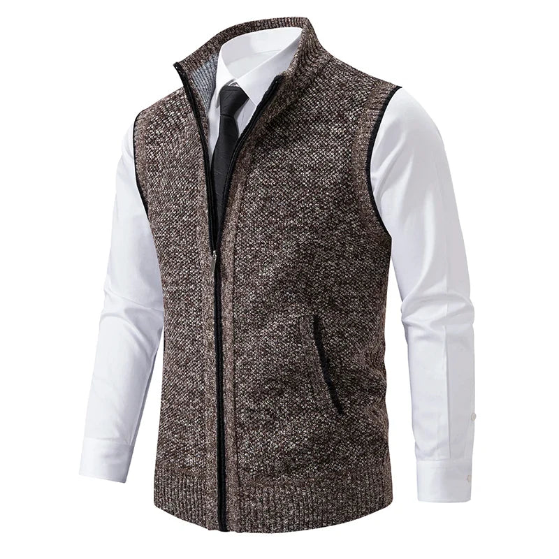 Gilet sans manches à maille col cheminé Homme