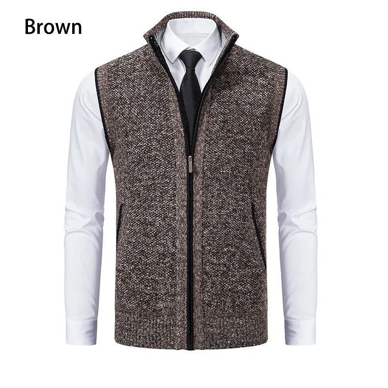 Gilet sans manches à maille col cheminé Homme