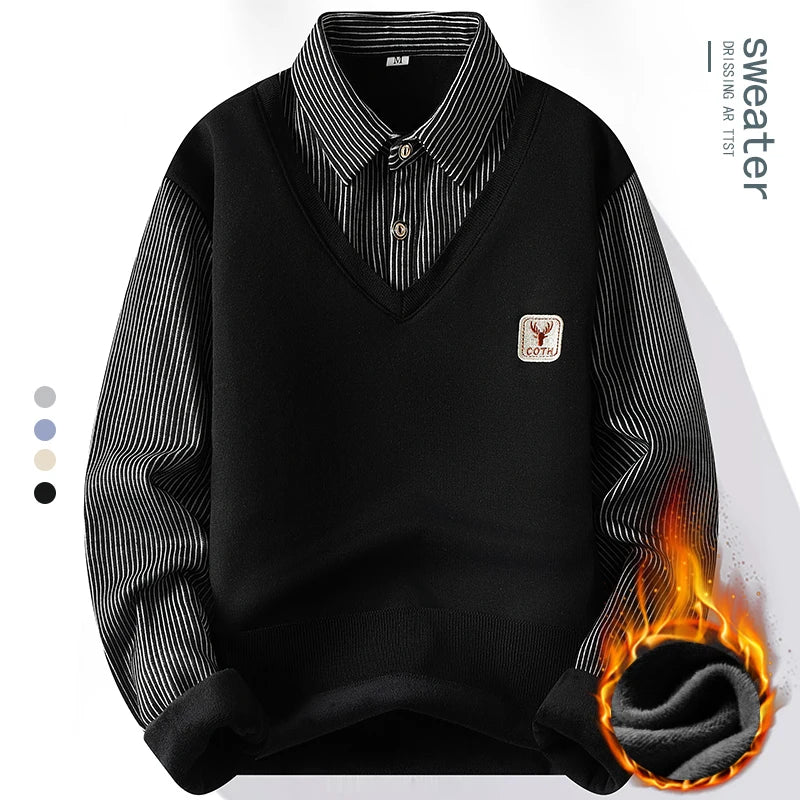 Jersey 2 en 1 con Camisa a Rayas Forro Polar