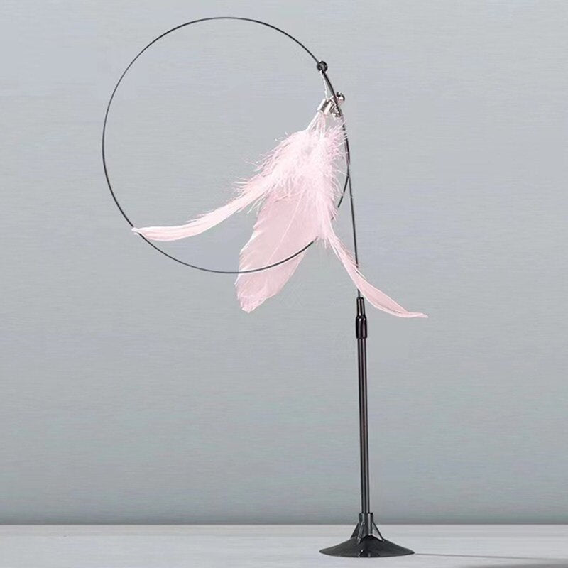 Suction-Cup Feather Teaser Wand
