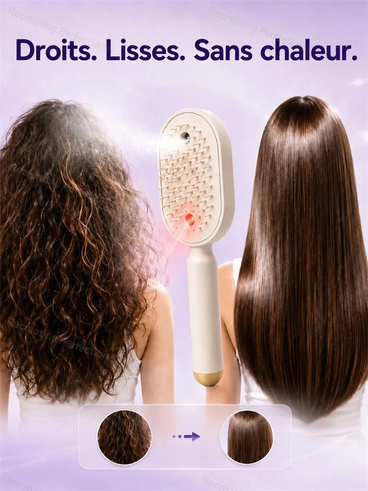 Brosse Lissante Électrique – Brume Fine, Lumière Rouge, Cheveux Secs & Humides